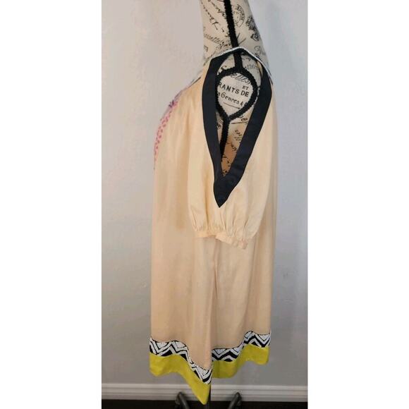 LEIFNOTES Anthropologie Shift Dress Sz 6 Brimming Borders Beaded Patchwork Boho - Picture 6 of 12